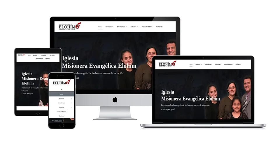laptop tablet desktop portafolio diseno web iglesia misionera evangelica elohim disenos web pr
